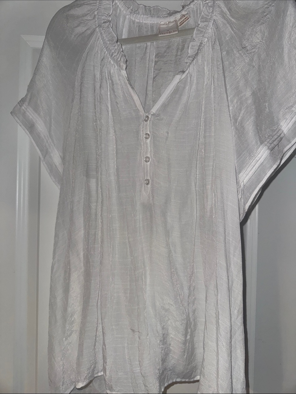Sharagano White Gauzy Button-Front Tunic